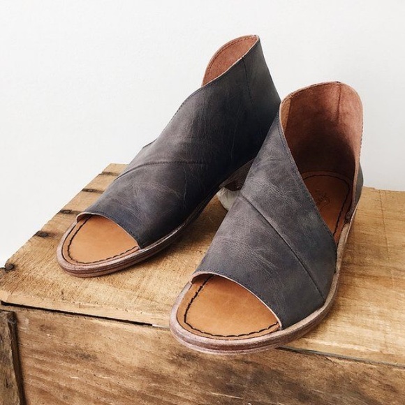 Free People Black Leather Wrap Bootie Sandals - Picture 5 of 16